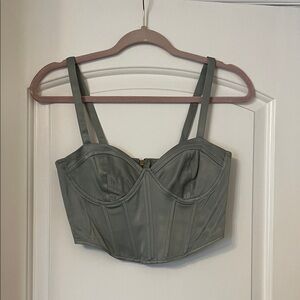 Zara Green/Gray Corset Bustier Crop Top